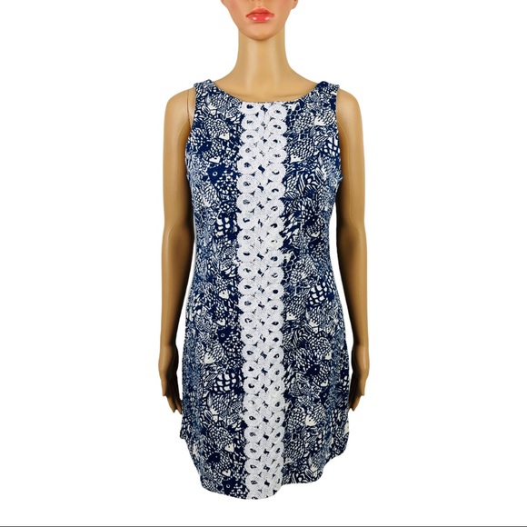 Lilly Pulitzer For Target Womens 4 Dress Blue White Upstream Fish Shift EUC - Picture 2 of 11